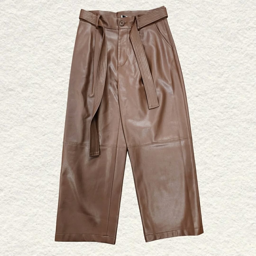 Alexis Brown Wide-Leg Leather Trousers